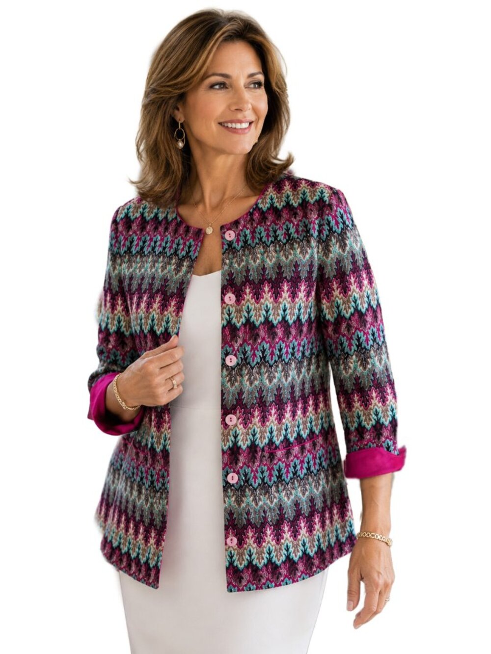 SOMMER MANN Missoni Inspired Boho Knit Jewel Tone Textured Cardigan EU 48 US XXL